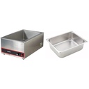 Winco FW-S500 Commercial Portable Steam Table Food Warmer 120V 1200W,Stainless Steel,Large & 1/2 Size Pan, 4-Inch