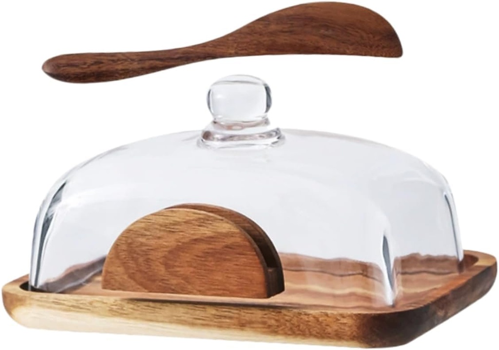 Cabilock Butter Storage Box Wooden Cheese Container Bread Keeper Countertop Bread Boxes Kitchen Counter Butter Dish Stylish Food Storage