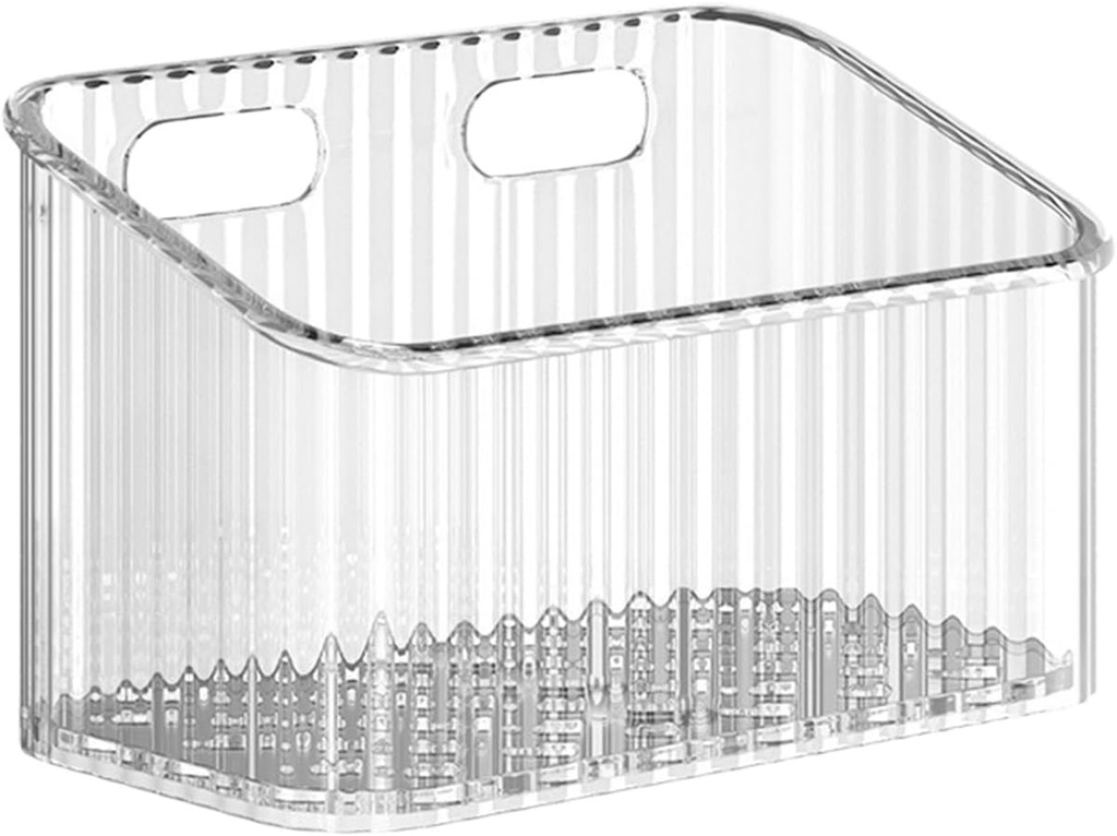 Acrylic Wall Mounted Organizer, Clear Makeup Storage Bin, Hanging Organizer Basket for Kitchen Bathroom Office (White)