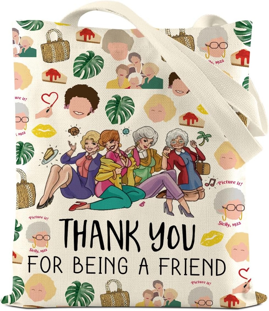 Golden Inspired Tote Bag, Golden TV Show Fans Gift, Birthday Christmas Gifts for Women Friend, Reusable Shoulder Grocery Shopping Bag