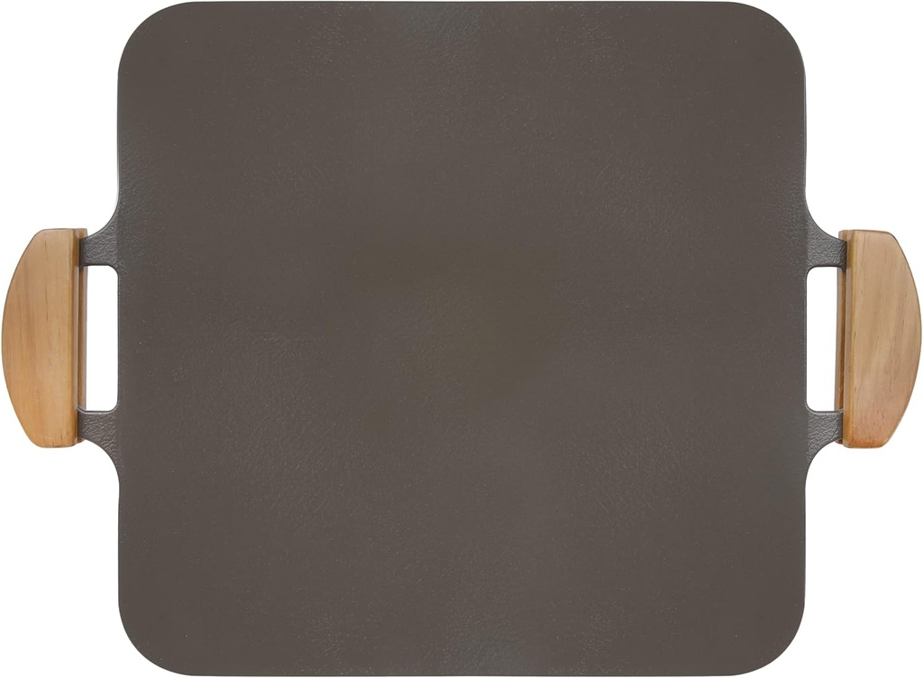 Dr.HOWS SOLID Square Griddle Pan Ceramic, Nonstick grill pan with Wooden handle, Portable 12 Inch Indoor/Outdoor Stovetop, Induction, Electric, Hot plate, Gas Burner, pouch (CHARCOAL)