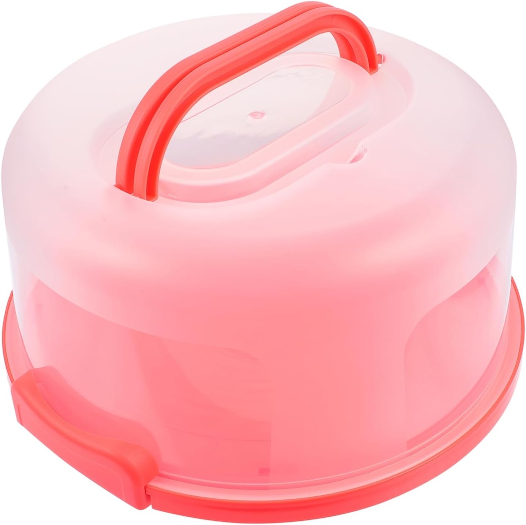 Luxshiny Thickened Reusable Cake Box with Snap Lock Portable Plastic Cupcake Container for Birthday Party Transparent Cover for Easy Viewing Orange Red Color Suitable for Wedding and Home