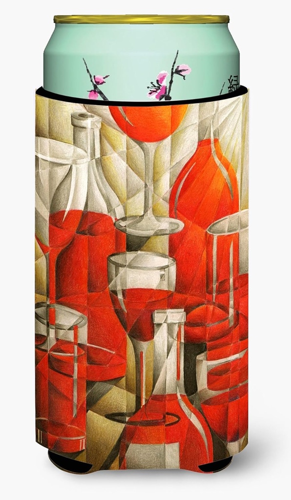 Caroline's Treasures BTBU0174TBC Red Wine Bottles and Glasses Tall Boy Hugger Can Cooler Sleeve Hugger Machine Washable Drink Sleeve Hugger Collapsible Insulator Beverage Insulated Holder