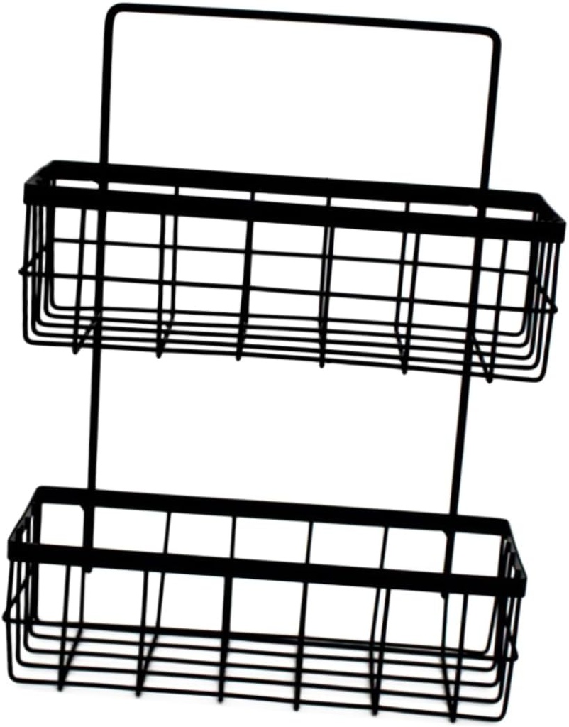 No Drilling Wall Mounted Storage Shelf Black Hanging Organizer Rack for Bathroom Kitchen Baskets Elegant Hollow Design Space Saving for Toiletries Spice Bottles