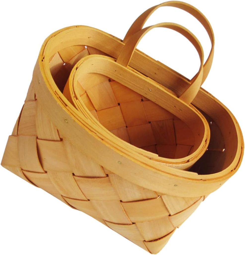 Unomor 2pcs Cottagecore Decor Wall Hanging Woven Basket Small Kitchen Storage Flower Basket Fruit Vegetable Holder