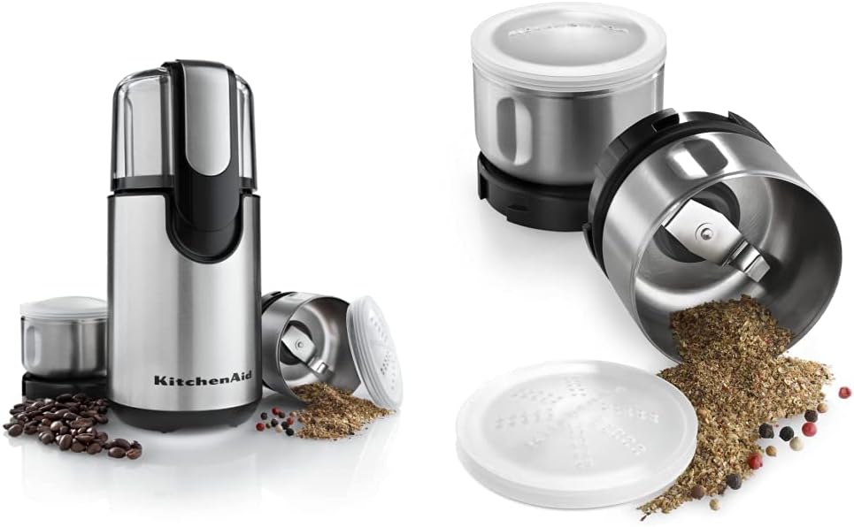 KitchenAid Blade Coffee and Spice Grinder Combo Pack - Onyx Black | KitchenAid Bcgsga Spice Grinder Accessory Kit, Stainless Steel 2 oz, Silver
