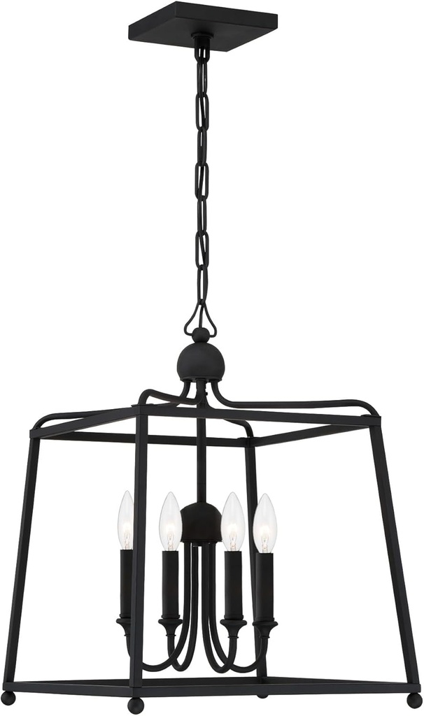 Crystorama Libby Langdon Sylvan 4 Light Black Forged Lantern Chandelier
