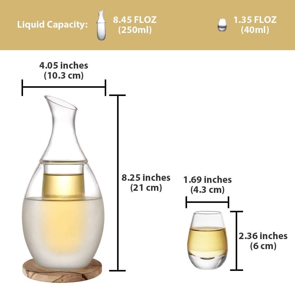 Japanese Sake Set, Sake Cup Set，Sake Bottle Crafts Cup，Sake Pot and Sake Cup， Japanese Sake Set Glass Sake Borosilicate Set with 2 Cups - Coasters & Towel Chambered Sake Decanter Sake Bottle for Keepi