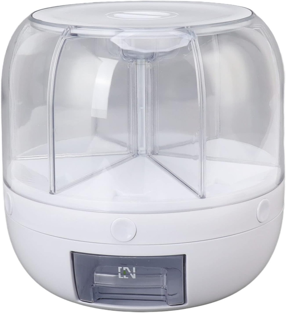 13.2Lbs Grain Dispenser 360°Rotating Rice Food Dispenser 6 Grids Rice Container Rotatable Beans Containers Storage with Sealed Lid for Peanut Barley Millet and Cereal