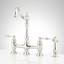 Signature Hardware 954037 Delacour 1.75 GPM Double Handle Bridge Kitchen Faucet with Side Spray - Polished Nickel