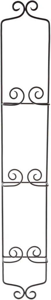 Bard's Black Wrought Iron Wall Mountable Vertical Hanger for 3 Plates, 39" H x 6" W x 2" D (for 8.5"-10" Plates), Pack of 2