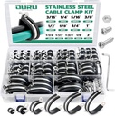 280PCS Cable Clamps with Screws Assortment Kit 304 Stainless Steel Rubber Cushioned Insulated Wire Pipe Clamps 13 Sizes—1/8" 3/16" 1/4" 5/16" 3/8" 1/2" 5/8" 3/4" 1" 1-1/4" 1-1/2" 1-3/4" 2”