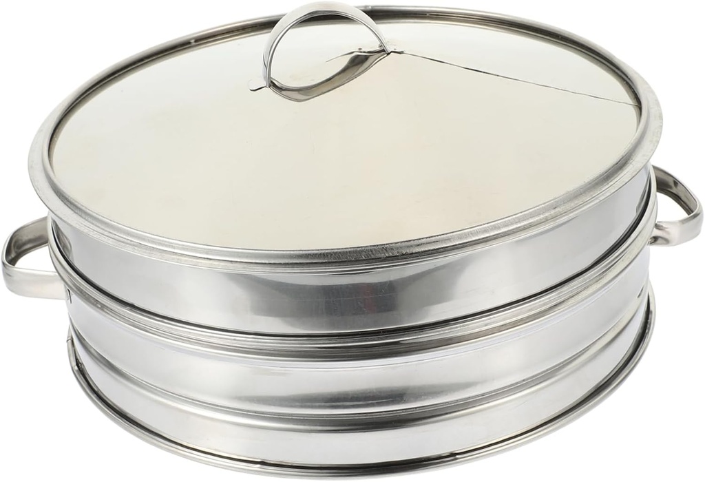 PRETYZOOM Bamboo Steamer Basket Set with Lid Stainless Steel Rimmed Double Handle Food Steamer for Cooking Dumplings and Vegetables Kitchen Supplies for Healthy Meal Prep