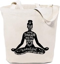 Yoga Canvas Tote Bag for Women Namaste Meditation Reusable Grocery Shoulder Shopping Bags Motivational Girl Power
