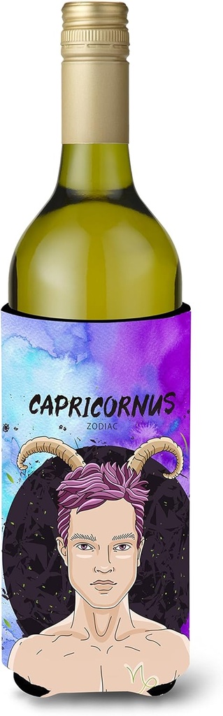 Caroline's Treasures BB7326LITERK Capricorn Zodiac Sign Wine Bottle Hugger Bottle Cooler Sleeve Hugger Machine Washable Collapsible Insulator Beverage Insulated Holder