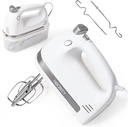 450W Electric Hand Mixer, 5-Speed Handheld Mixer with Storage Case, Turbo & Eject Button, Includes 2 Beaters & 2 Dough Hooks for Baking, Cake, Egg, Cream (White)