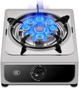 Single-burner Gas Stove,NG/LPG Suitable For 5.2kw,Nine-burner Stainless Steel Tabletop Stove,No Black Pot for Home Party Picnic(NG)
