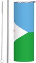 20ozFlag of Djibouti stainless steel straw lid cup, double-layer stainless steel, can be drunk directly or with a straw
