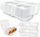 80 Pcs 7.2 x 4.9 x 2.5 Inch Clear Hinged Food Containers Plastic Clam Shell Containers Disposable Take Out Loaf Containers with Lids for Desserts Cake Sandwich Salad Fruits Vegetables