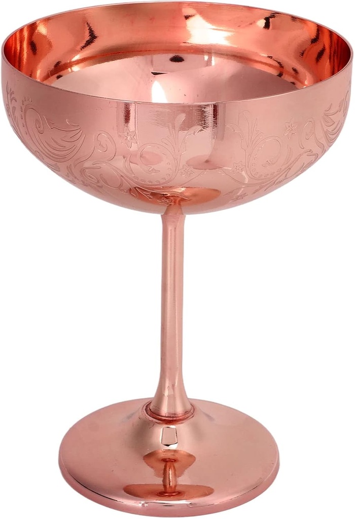 Stainless Steel Wine Glass, Metal Champagne Glass, Goblet Engraved Party Red Wine Cup Decorative Cups for Wedding Camping Champagne Cocktails Banquet Party (Flower Ear Cup Copper Plating)