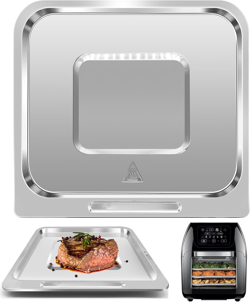 GWY Air Fryer Cooking Tray for CHEFMAN XL 10L Multifunctional Digital air fryer, 9.4 * 8.8'' Food Grade Nonstick Air Fryer Replacement Parts Rack Grill Pan Crisper Plate, Dishwasher Safe