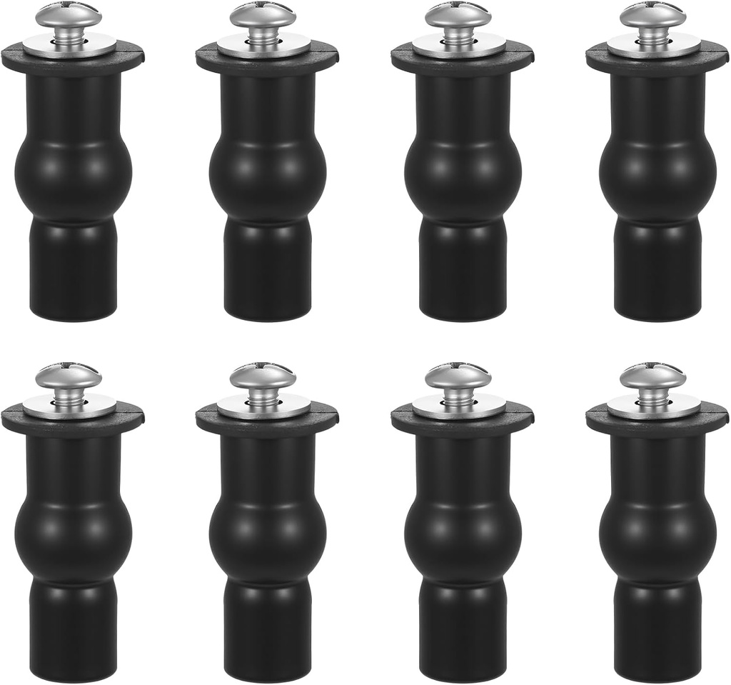 8 Pcs Toilet Seat Hinge Bolts Universal Toilet Seat Top Fixing Part Toilets Seats Fittings Stainless Steel Screws and Bolts for Top Mounting Hardware Accessories Men Black Rubber Iron