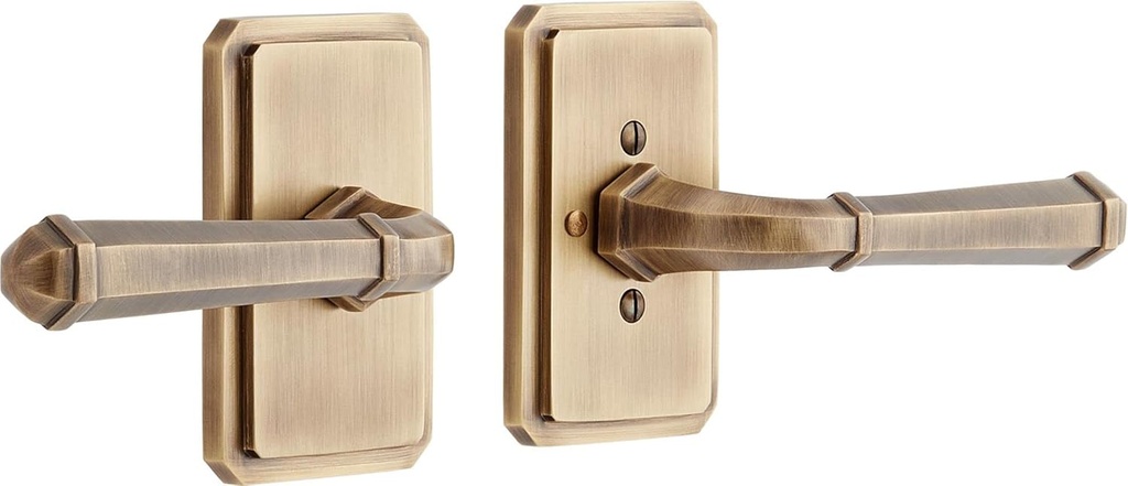 Signature Hardware 479147 Matteen Right Handed Solid Brass Privacy Door Lever Set with 2-3/4" Backset