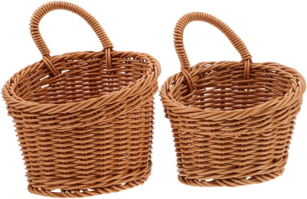 2pcs Wall Hanging Storage Basket for Ginger Garlic Fruits Woven Design Flower Baskets Rustic Kitchen Organizer for Home and Restaurant Use