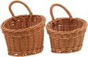 2pcs Wall Hanging Storage Basket for Ginger Garlic Fruits Woven Design Flower Baskets Rustic Kitchen Organizer for Home and Restaurant Use