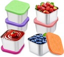 304 Premium Stainless Steel Snack Containers with Silicone Lids, Snackle Box Containers, Easy-Open Leak-Proof Kids for Taking Out for a Picnic, Lunch Box and Travel. (All - 6, 6 OZ)