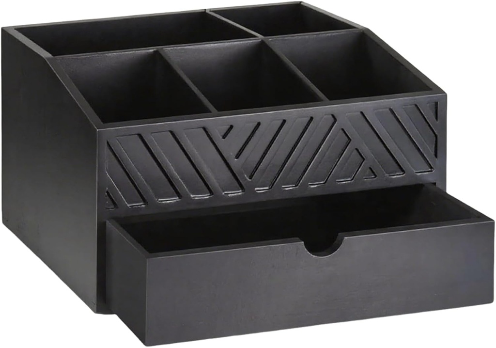 Coffee Bar Organizer For Countertop, Wooden Tea Drawer, Coffee Pod Holder, Five-Compartment Layout, Sturdy Material, 31x20x17cm, For Kitchen Use