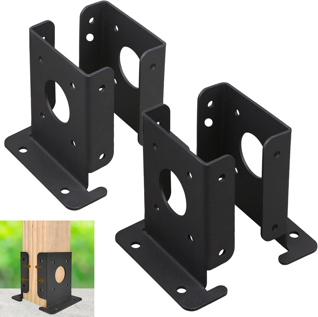 4Pcs Adjustable 4x4 Wood Fence Pergola Post Base Brackets kit Heavy Duty Post Anchor Base Brackets for Deck Railing Mailbox
