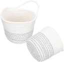 2pcs Cotton Rope Wall Hanging Basket for Home Storage Decorative Woven Sundries Basket for Plants and Flowers Multi-purpose Rustic Design for Bedroom and Kitchen Decor