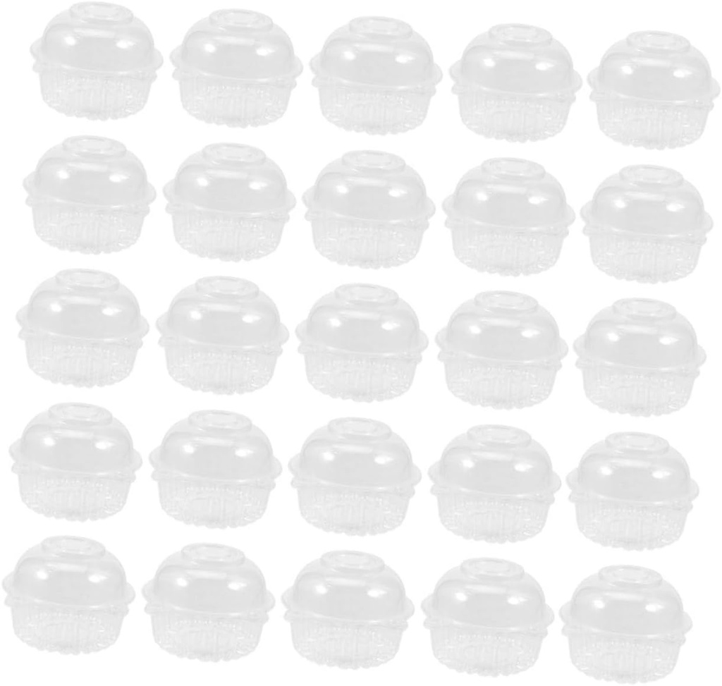 50pcs Clear Cupcake Boxes with Lids Sturdy Disposable Muffin Containers for Individual Desserts for Weddings and Bakery Treats