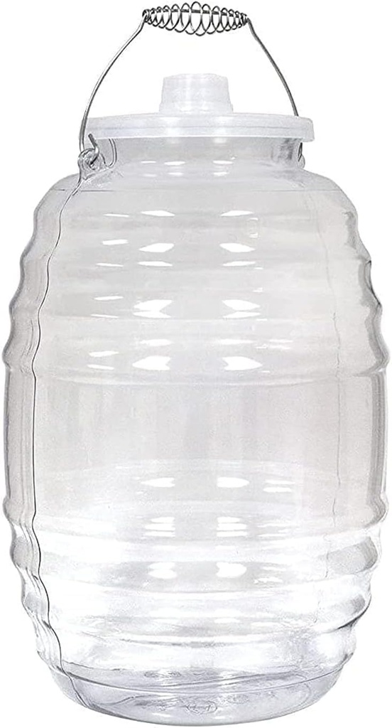 Vitrolero Para Agua Frescas-Beverage Dispenser-5 Gallon Barrel Jug with Lid-20 L- Clear BPA Free Food Grade Plastic-Made in Mexico