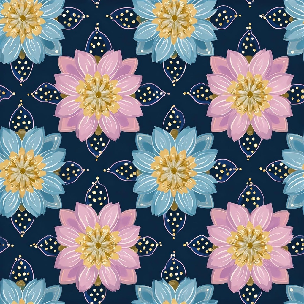 10PCS 12x12 Inch Peel and Stick Floor Tiles Self Adhesive Vinyl Flooring Tile Navy Blue Floral Mandala Removable Decals Bathroom Kitchen Laundry DIY Home Decoration