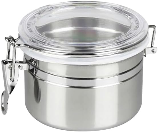 GSHLLO Stainless Steel Airtight Canister Metal Food Storage Container Airtight Clamp Lid Container Kitchen Pantry Jar Canister Food Storage Jar with Clear Lid