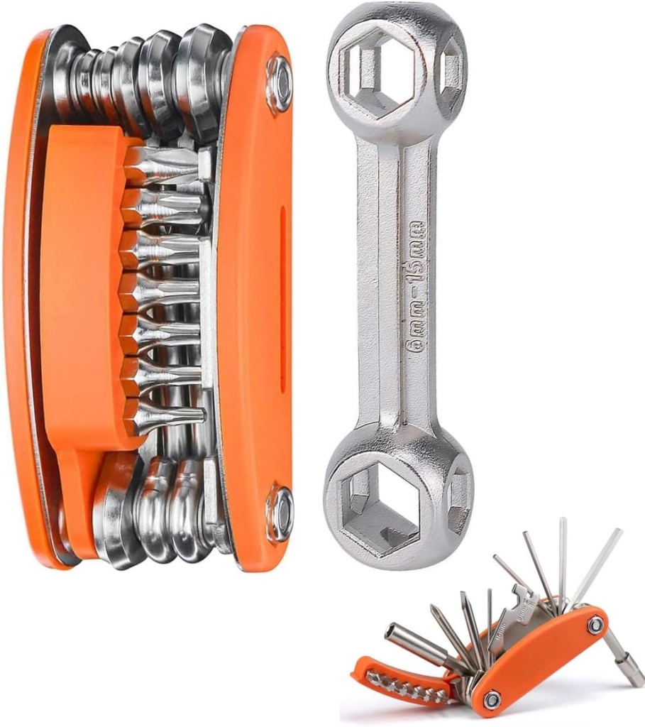 20 in 1 Bike Multitool with Bike Bone Wrench Portable Bicycle Repair Tool Kit Cycling Mechanic Multifunction Repair Tool Set Folding Metric Maintenance Accessories for Mountain Road Bike MTB