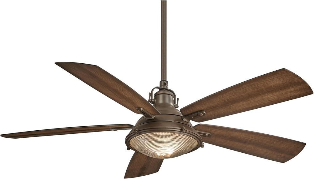 MINKA-AIRE 56" 5-Blade LED Ceiling Fan in Oil Rubbed Bronze Finish with Dark Pine Blades with Clear Fresnel Lens