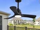 36 Ceiling Fans with Lights,Small Ceiling Fan with Light and Remote Control Reversible 3CCT Dimmable, Noiseless Ventilation Fan,Wooden 3 Blade Ceiling Fan for Bedroom Indoor Outdoor(Black Fan)