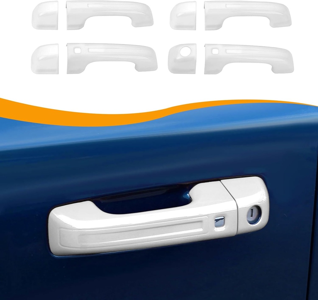 Hoolcar Exterior Door Handle Covers Outside Door Handle Cover Trim Fit for Dodge Ram 2018-2024, White