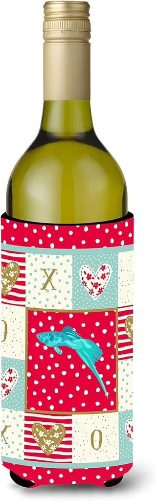 Caroline's Treasures CK5498LITERK Sword Tail Guppy Love Wine Bottle Hugger, Red Bottle Cooler Sleeve Hugger Machine Washable Collapsible Insulator Beverage Insulated Holder