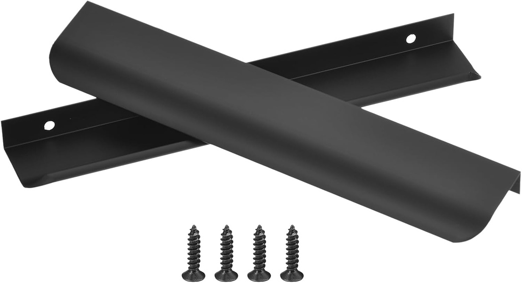 uxcell 10pcs Finger Pulls for Cabinets, Matte Black Edge Drawer Pulls Cabinet Finger Pull 160mm/6.3in Hole Center,Furniture Drawer Handles Hidden Cabinet Handle
