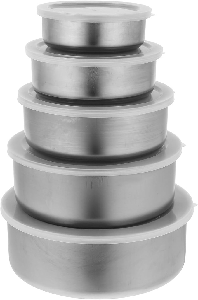 Snack Set Containers Pasta Containers 5pcs Box Food Prep Travel Bento Box Stainless Steel Bowls Home Accessories Round Crisper Sealing Bowls 5 Piece Set Lunch
