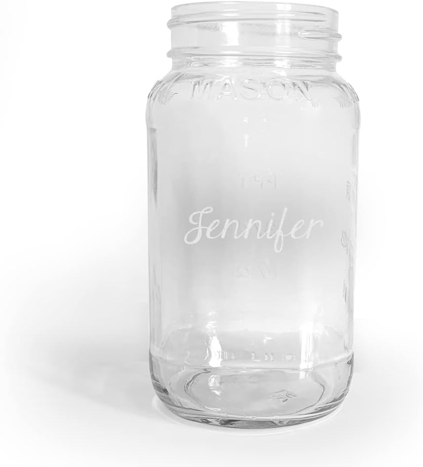 GiftsForYouNow Engraved Any Name Large Personalized Mason Jar for Drinking, 26oz.