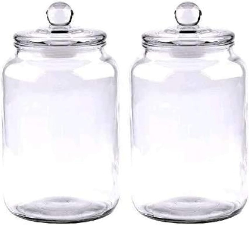 Glass Jars 100 oz,Candy Jar with Lid For Household,Food Grade Clear Jars (2 Pack)