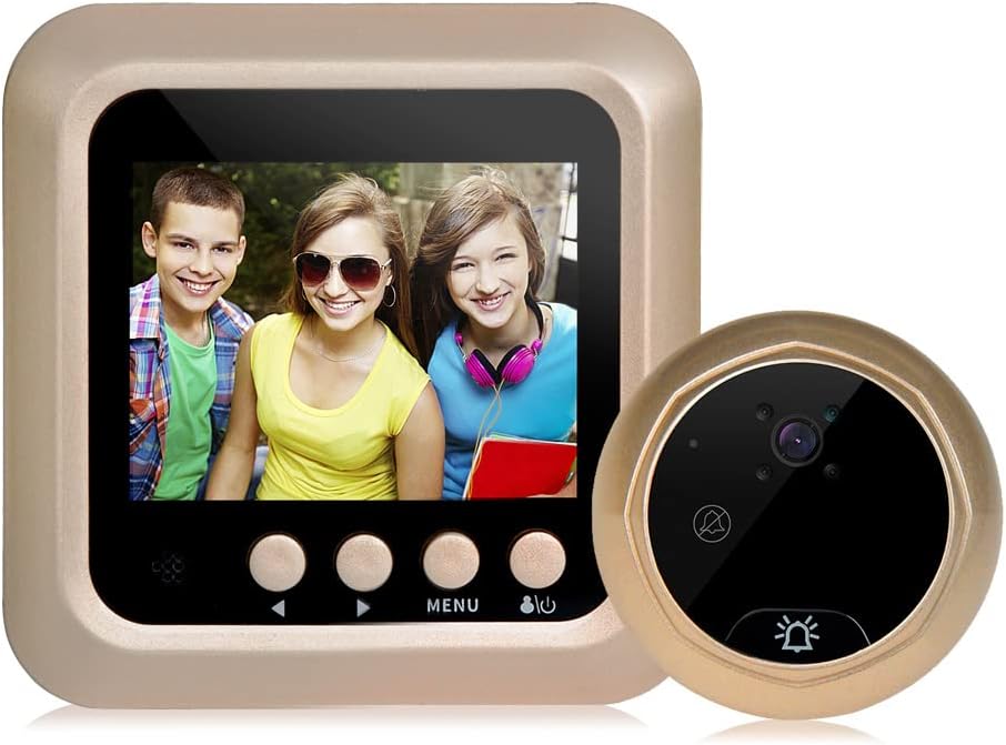 Smart Door Viewer, Video Doorbell with 2.4inch LCD Display, Smart Door Eye Doorbell, Door Peephole Security Camera, IR Night Vision, Motion Detection