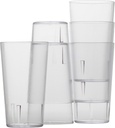 Restaurant Grade, BPA-Free 12oz Clear Plastic Cups 6pk. Super Durable, Break Resistant Drinking Glasses for Cafe, Party, Catering. Reusable, Stackable Tumblers with Textured Grip Design