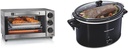 Hamilton Beach Sure-Crisp Toaster Oven Air Fryer Combo, Fits 9” Pizza, 4 Slice Capacity & Slow Cooker, Extra Large 10 Quart, Stay or Go Portable With Lid Lock, Dishwasher Safe