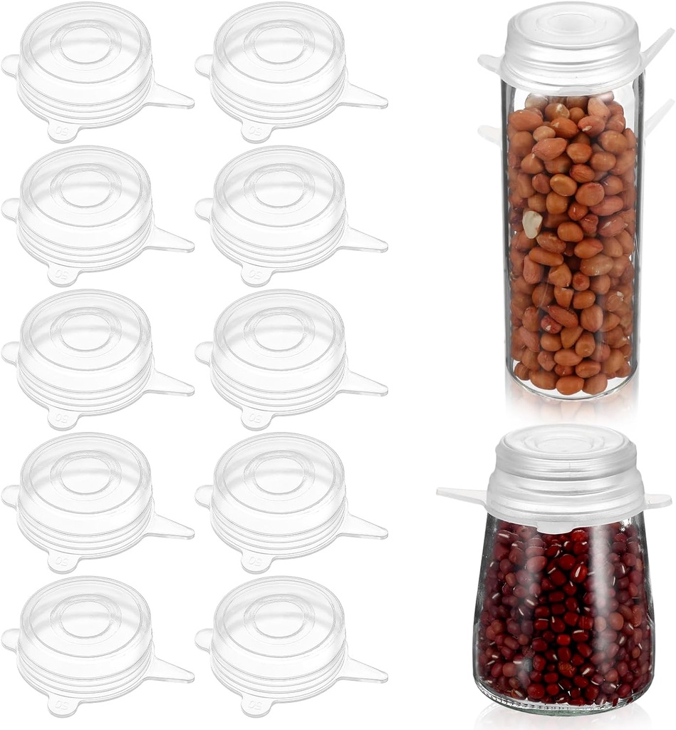 10 Pcs Extra Small Silicone Stretch Lids, 2 Inch Same Size Sturdy Reusable Silicone Stretch Lids Jar Cover Sealed Food Storage Covers to Fit 2 In to 2.4 In Small Yogurt Jars Milk Bottles Cans